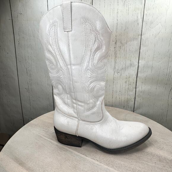 Coconuts by Matisse Dusty Womens Western Boots Size 8.5 Ivory Pull On Boots - Picture 3 of 13
